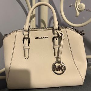 Authentic Michael Kors White Bag with Crossbody Strap- Like new, only used twice